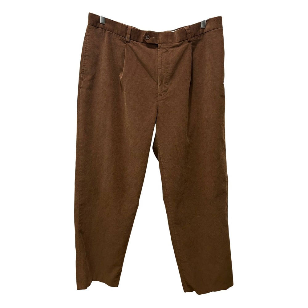 Alex Cannon Rowayton CT‎ Mens Corduroy Pleated Dress Pants Brown Size 40x32
